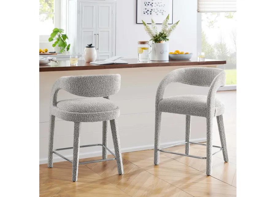 Pinnacle Boucle Upholstered Counter Stool Set of Two