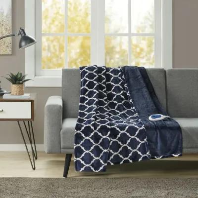 Beautyrest Heated Ogee Indigo Throw