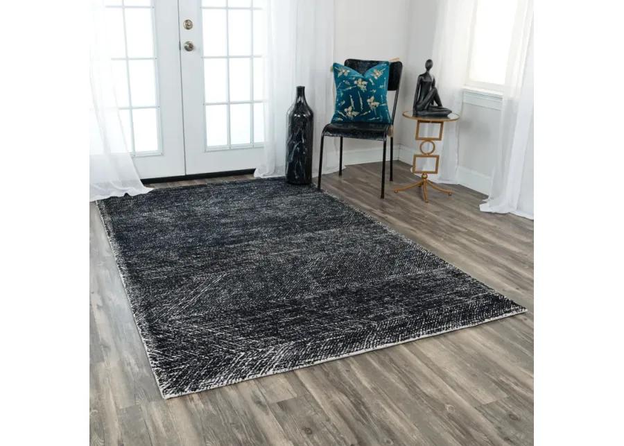 Etchings Black Geometric  Wool 5' x 7'6" Rectangle Rug