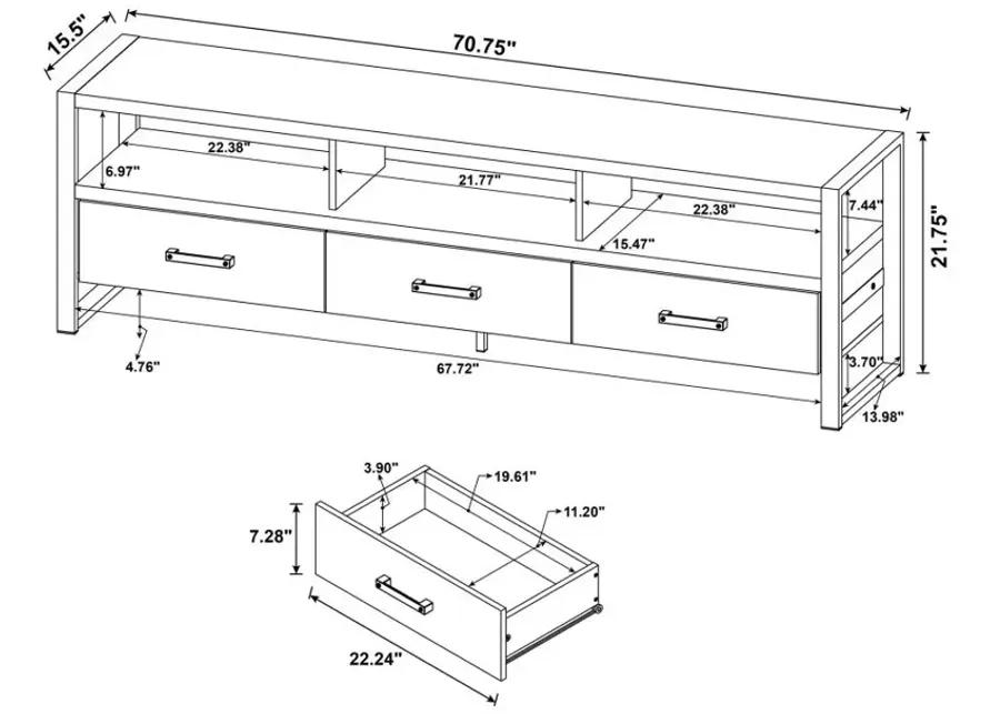 James 3-drawer Composite Wood 71" TV Stand Antique Pine