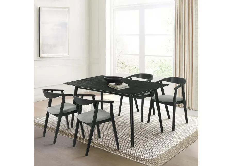 Westmont Santana 5 Piece Black Wood Dining Table Set with Charcoal Fabric