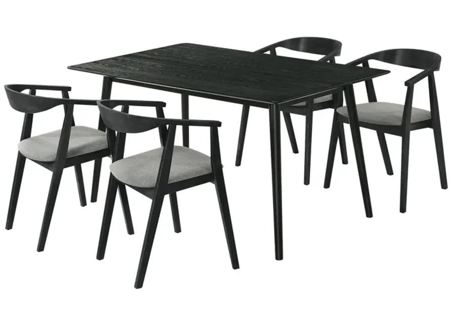 Westmont Santana 5 Piece Black Wood Dining Table Set with Charcoal Fabric