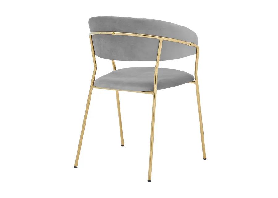 Nara Modern Gray Velvet and Gold Metal Leg Dining Room Chairs - Set of 2