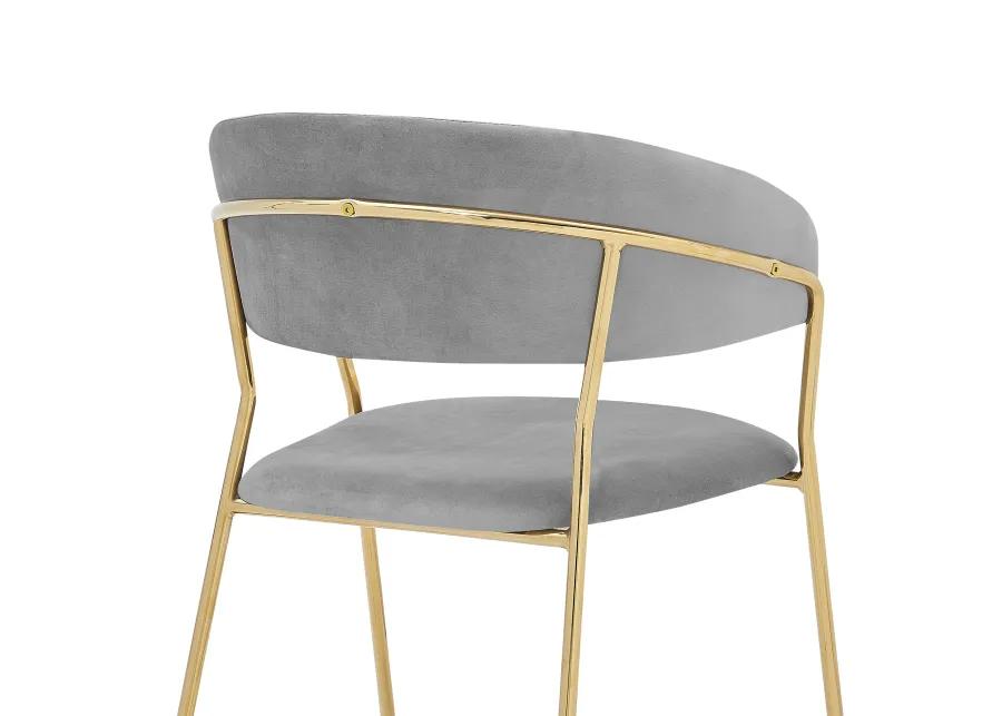 Nara Modern Gray Velvet and Gold Metal Leg Dining Room Chairs - Set of 2