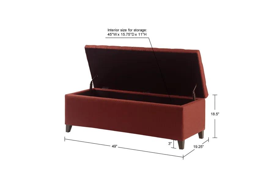 Madison Park Shandra Rust Red Tufted Top Soft Close Storage Bench