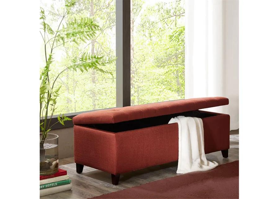 Madison Park Shandra Rust Red Tufted Top Soft Close Storage Bench