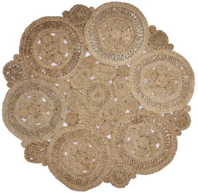 Nature Contemporary Braided Organic Jute Indoor Round Area Rug 4'