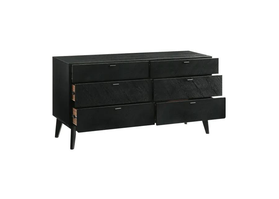 Petra Queen 4 Piece Wood Bedroom Set in Black Finish