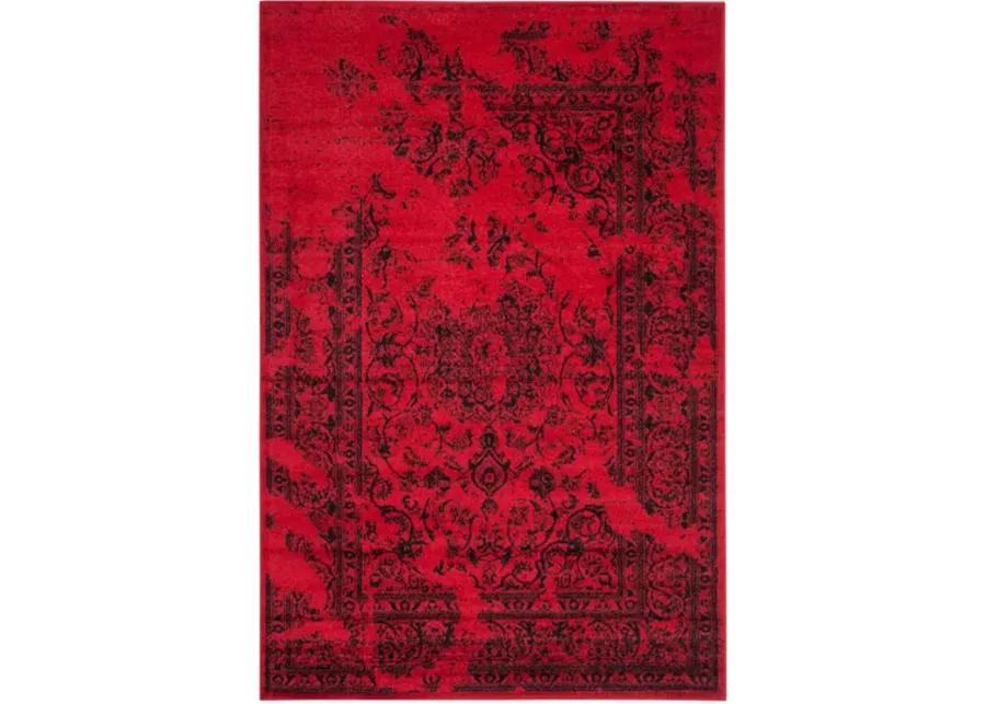 Adirondack Contemporary Red / Black 2'-6" X 10' Powerloomed Rug