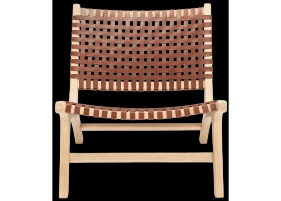 LUNA LEATHER WOVEN ACCENT CHAIR