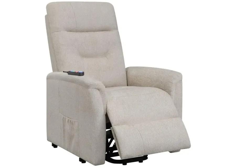 Henrietta Power Lift Recliner with Storage Pocket Beige