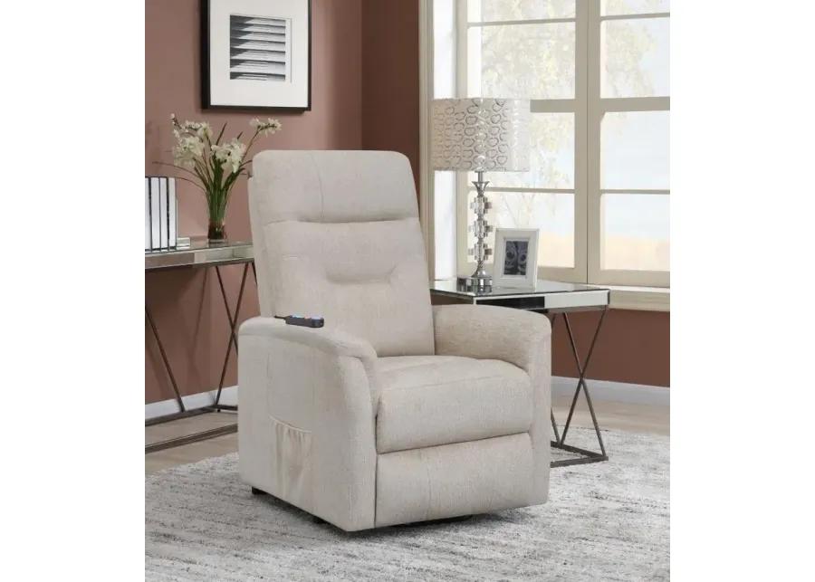 Henrietta Power Lift Recliner with Storage Pocket Beige