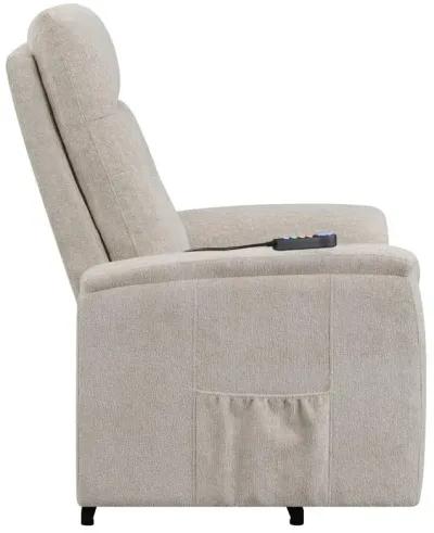 Henrietta Power Lift Recliner with Storage Pocket Beige