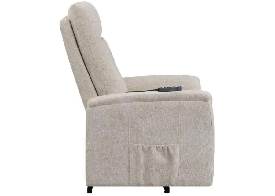 Henrietta Power Lift Recliner with Storage Pocket Beige