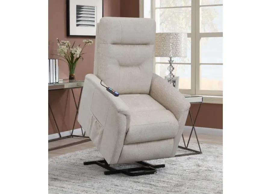 Henrietta Power Lift Recliner with Storage Pocket Beige