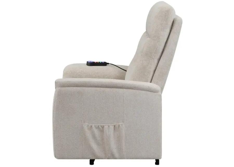 Henrietta Power Lift Recliner with Storage Pocket Beige