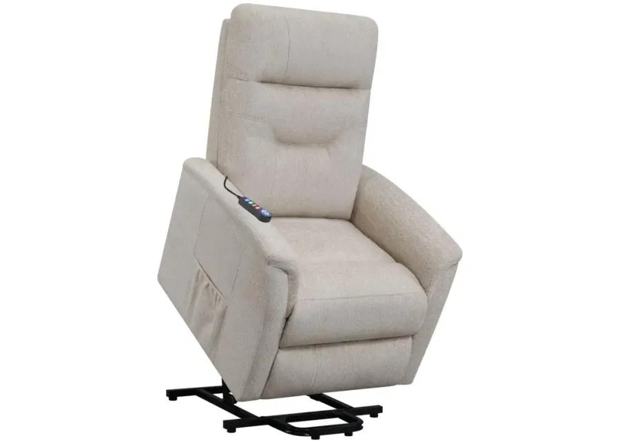 Henrietta Power Lift Recliner with Storage Pocket Beige