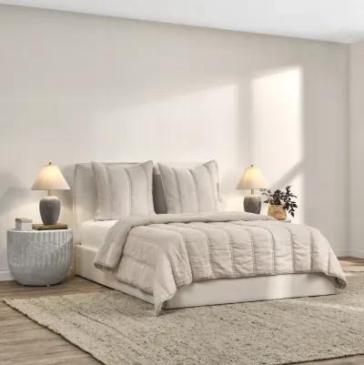 Rowen Taupe 3pc Queen Quilt Set