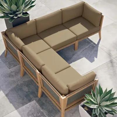 Clearwater Outdoor Patio Teak Wood 5-Piece Sectional Sofa