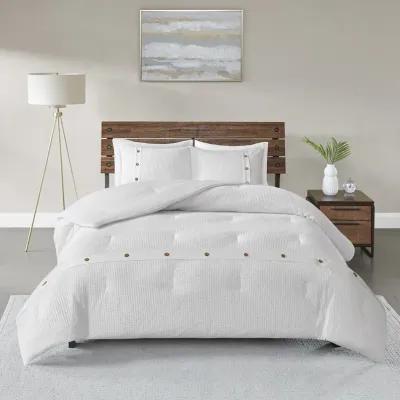 Madison Park Finley White 3 Piece Cotton Waffle Weave Comforter set