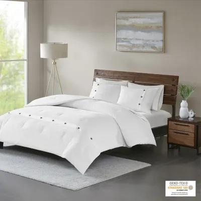 Madison Park Finley White 3 Piece Cotton Waffle Weave Comforter set