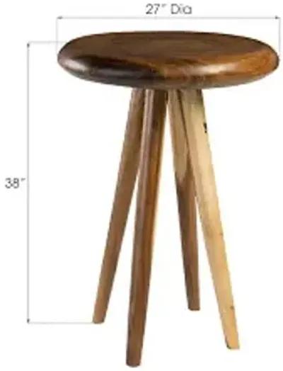 smoothed bar table, chamcha wood, natural, round