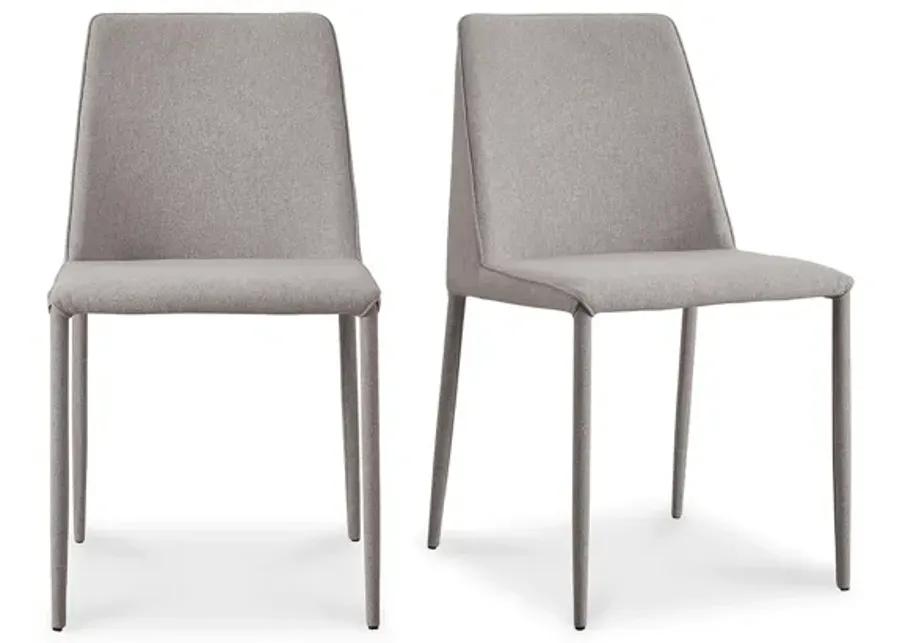 NORA FABRIC DINING CHAIR LIGHT GREY-SET OF TWO