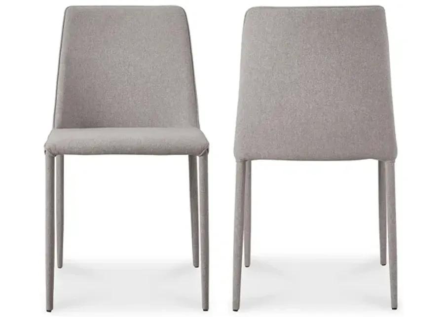 NORA FABRIC DINING CHAIR LIGHT GREY-SET OF TWO