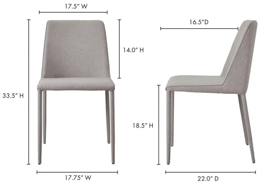 NORA FABRIC DINING CHAIR LIGHT GREY-SET OF TWO