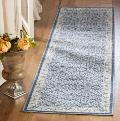 Brentwood 863 Navy / Creme 2' X 16' Runner Powerloomed Rug