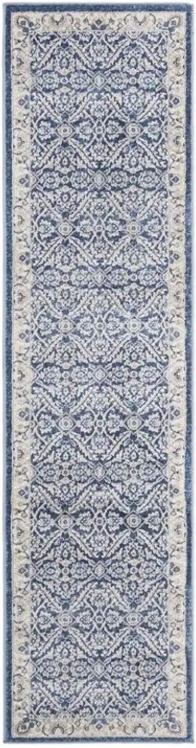 Brentwood 863 Navy / Creme 2' X 16' Runner Powerloomed Rug