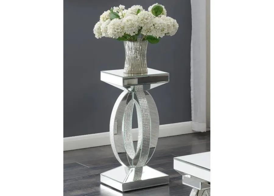 Amalia Square End Table with Lower Shelf Clear Mirror