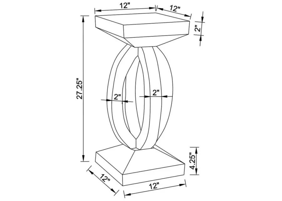 Amalia Square End Table with Lower Shelf Clear Mirror