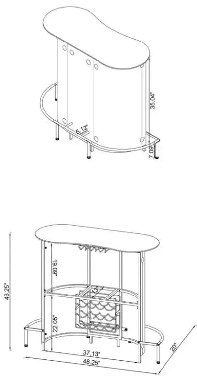 Lacewing 1-shelf Bar Unit Glossy Black and White