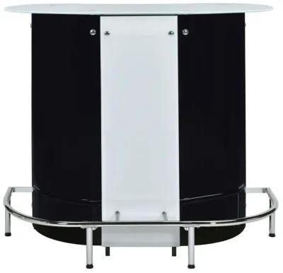 Lacewing 1-shelf Bar Unit Glossy Black and White