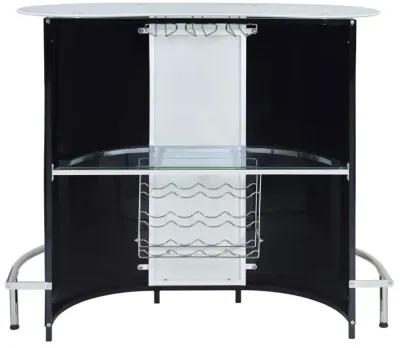 Lacewing 1-shelf Bar Unit Glossy Black and White