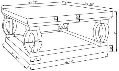 Amalia Square Coffee Table with Lower Shelf Clear Mirror