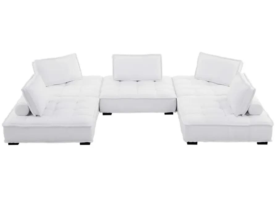 Saunter Tufted Fabric Fabric 5-Piece Sectional Sofa