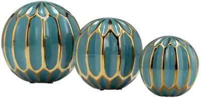 Cer S/3 4/5/6" Orbs, Turq/gold