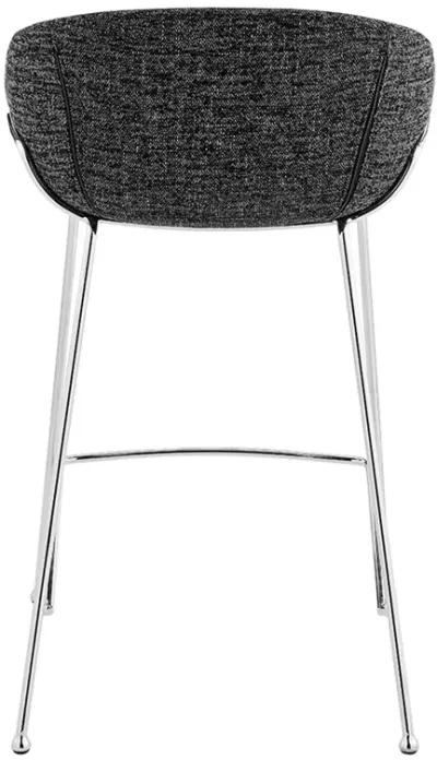 Zach-C Counter Stool with Black Fabric and Chromed Steel Frame and Legs - Set of 2