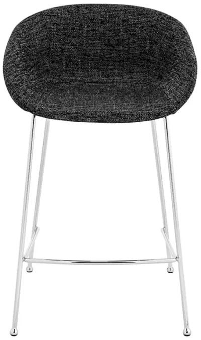 Zach-C Counter Stool with Black Fabric and Chromed Steel Frame and Legs - Set of 2