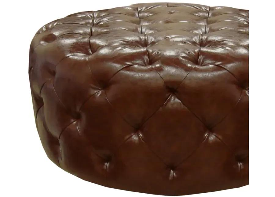 Victoria Ottoman In Brown Bonded Leather