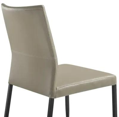 Kash Upholstered Dining Chair in Taupe Gray Faux Leather and Black Metal Legs - Set of 2