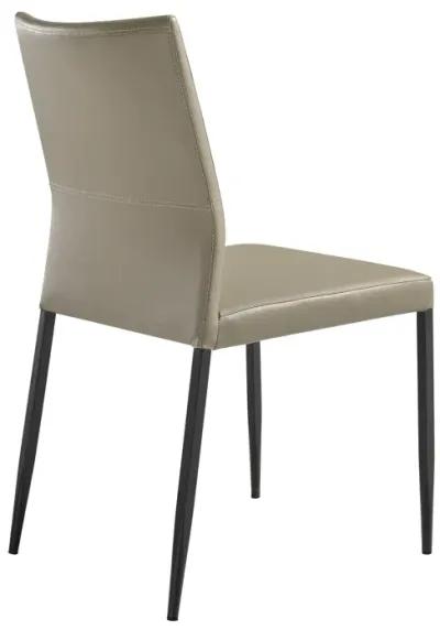 Kash Upholstered Dining Chair in Taupe Gray Faux Leather and Black Metal Legs - Set of 2