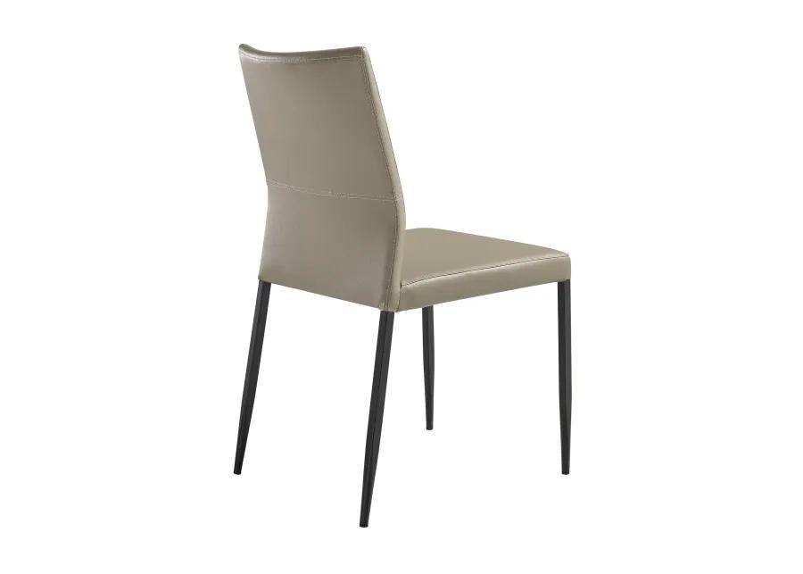 Kash Upholstered Dining Chair in Taupe Gray Faux Leather and Black Metal Legs - Set of 2