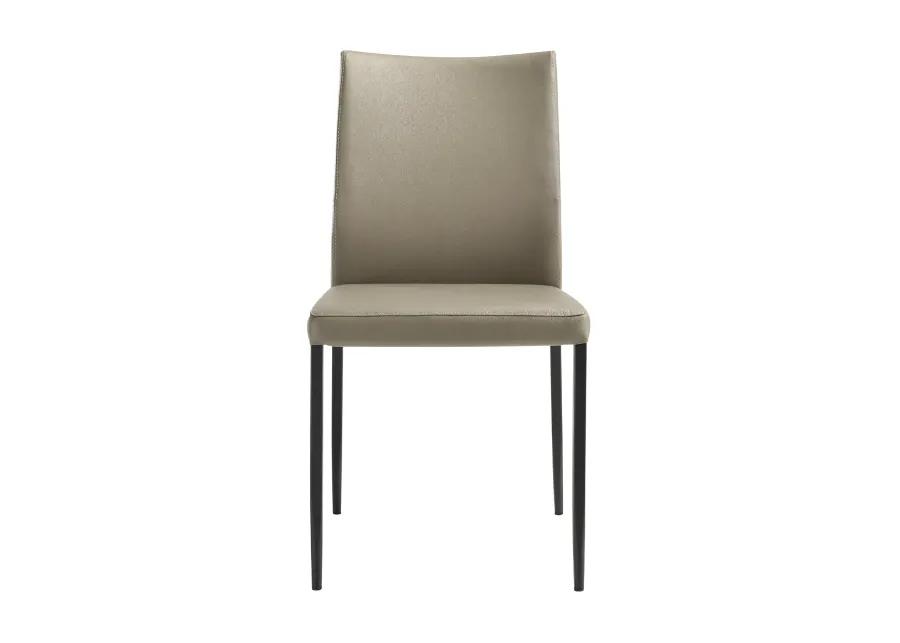 Kash Upholstered Dining Chair in Taupe Gray Faux Leather and Black Metal Legs - Set of 2