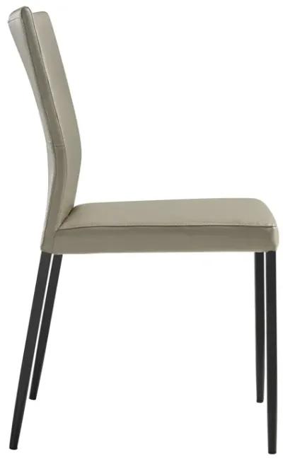 Kash Upholstered Dining Chair in Taupe Gray Faux Leather and Black Metal Legs - Set of 2