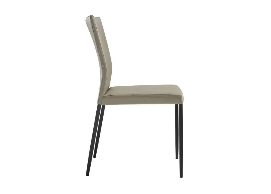 Kash Upholstered Dining Chair in Taupe Gray Faux Leather and Black Metal Legs - Set of 2