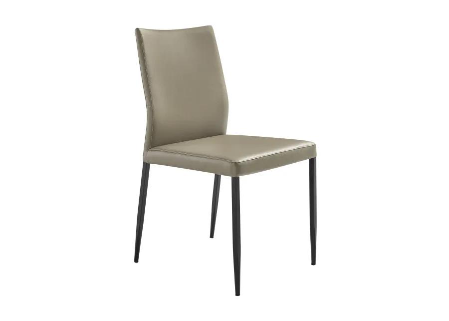 Kash Upholstered Dining Chair in Taupe Gray Faux Leather and Black Metal Legs - Set of 2