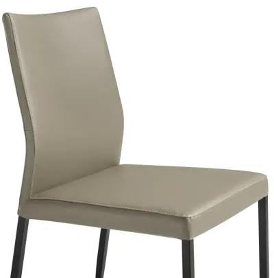 Kash Upholstered Dining Chair in Taupe Gray Faux Leather and Black Metal Legs - Set of 2